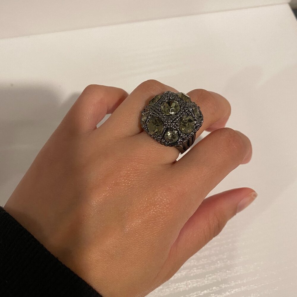 Black Rhinestone Ring